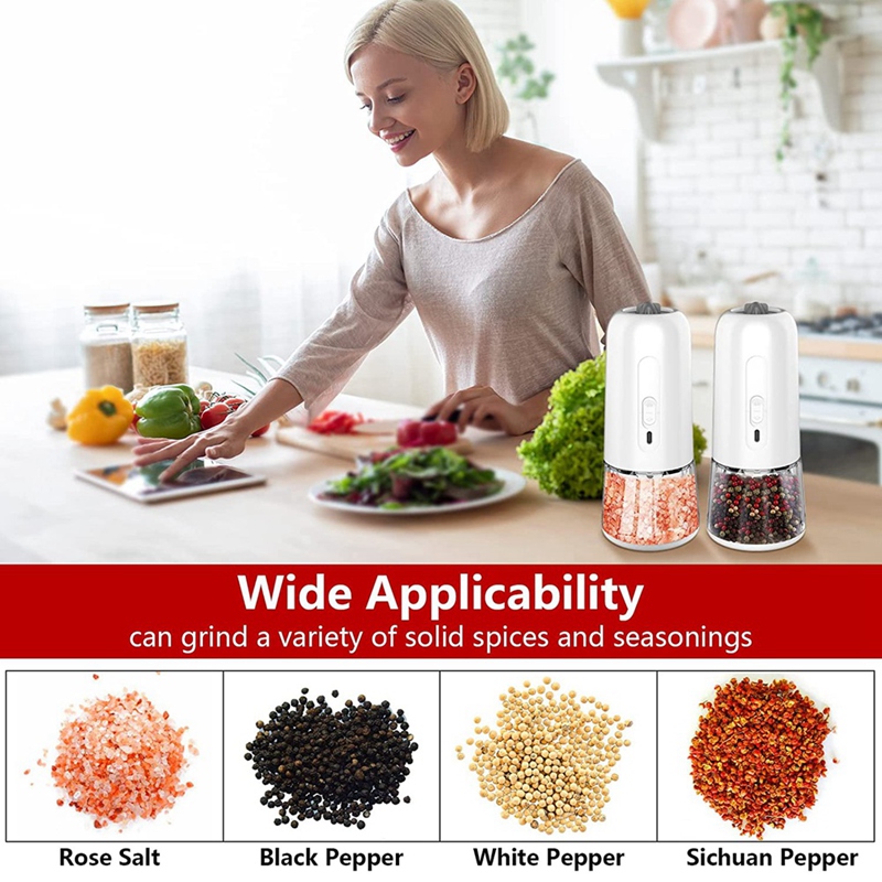 Electric Pepper Grinder Spice Grinders Electric Automatic Pepper Mills Salt  Mill Adjustable Coarseness Kitchen Accessories