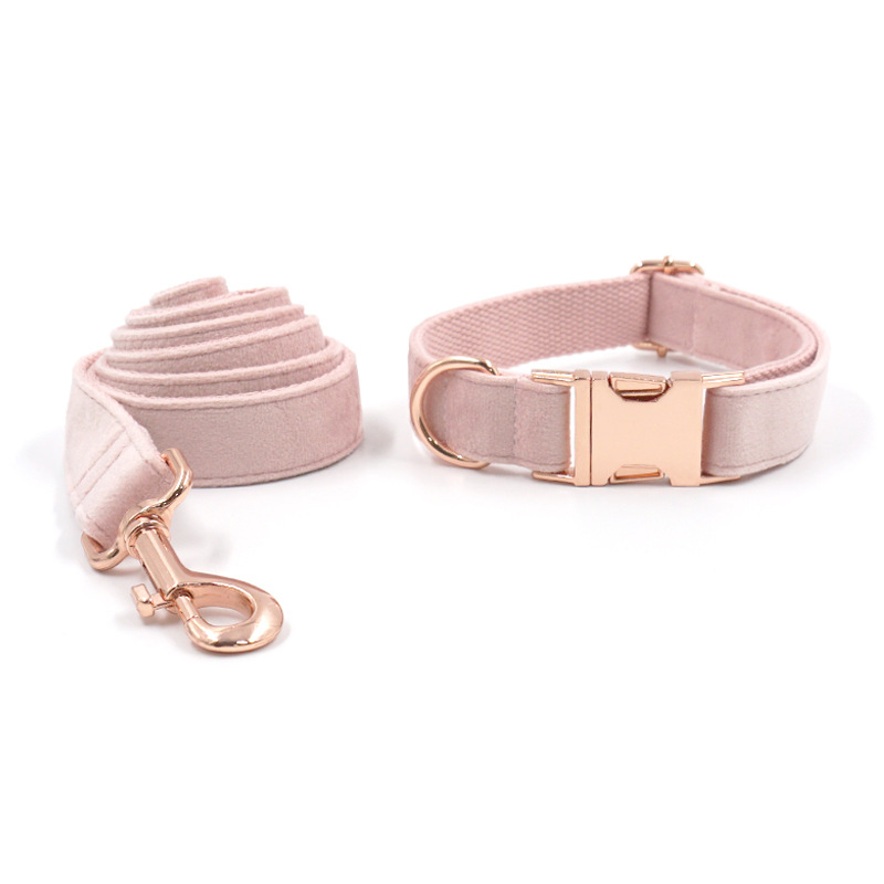 Velvet Rose Gold Pet Collar Leash CJdropshipping