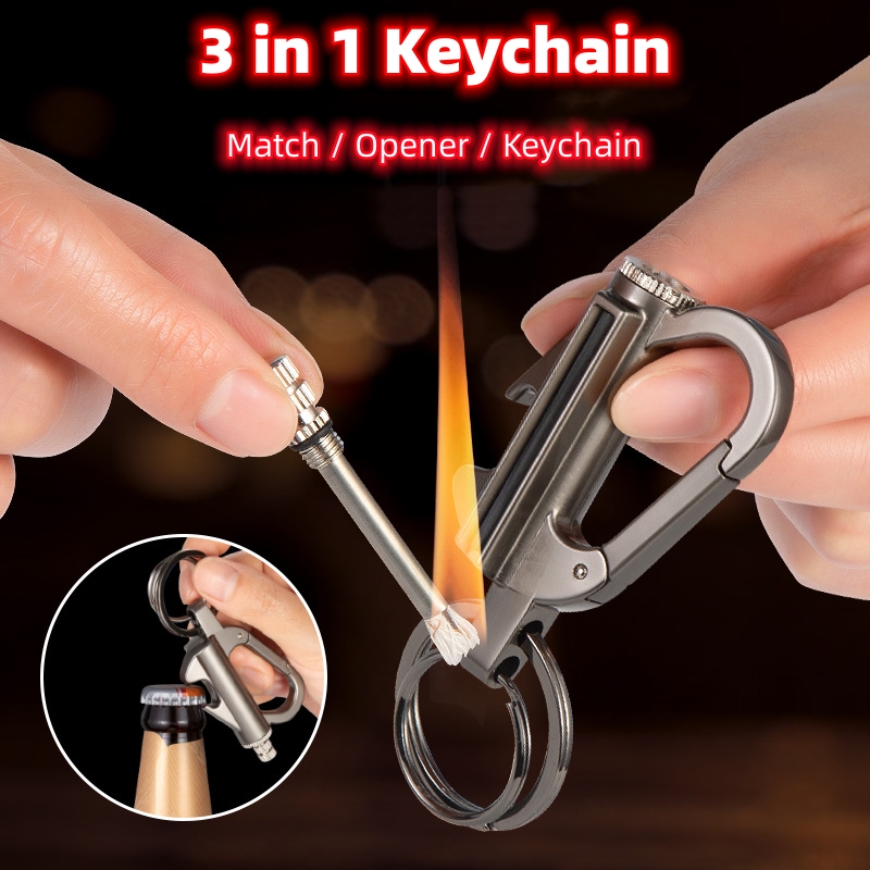 Creative Metal Keychain Lighter Wild Fire Ten Thousand Times Use