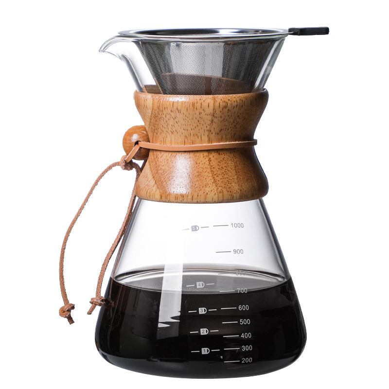 Custom 400ml 600ml 800ml Borosilicate Glass Pour Over Coffee Maker