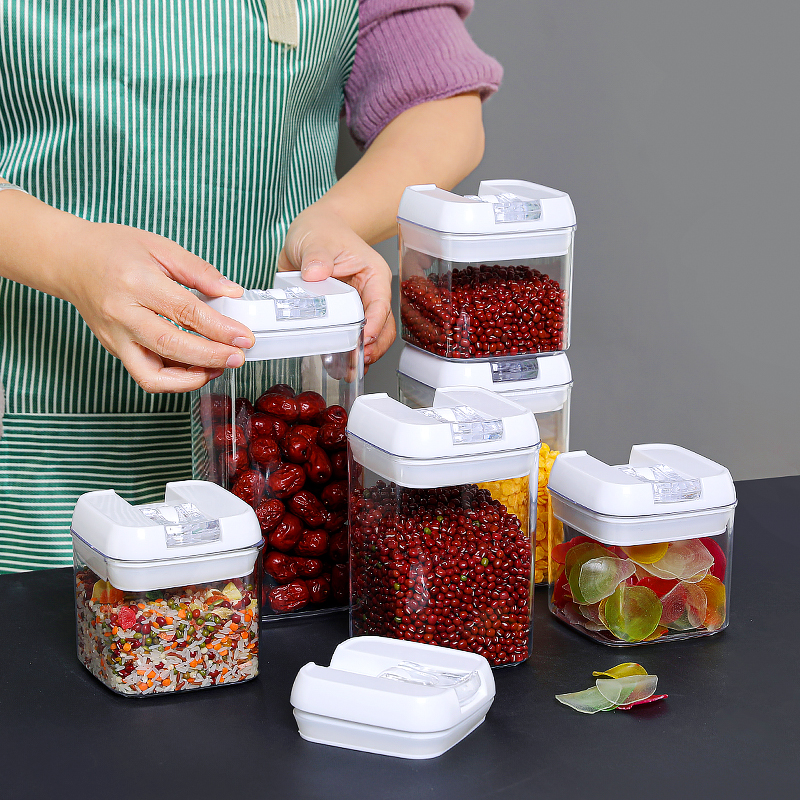 Air-Tight Food Storage Container 7pcs For Cereals Easy Lock Sealed Jar  Plastic Transparent Milk Powder Grains Candy Kitchen Organizer -  CJdropshipping