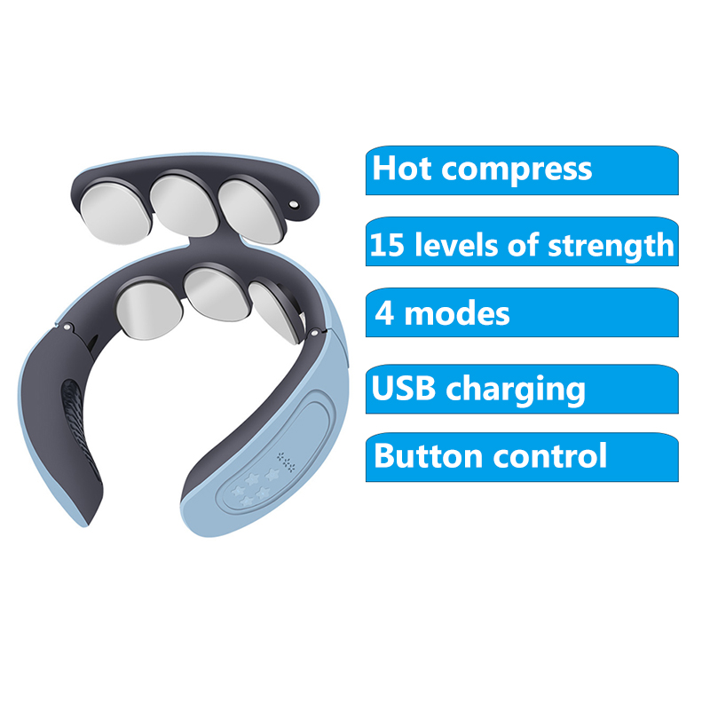 Electric Neck Massager,Intelligent Portable Neck Massager with 4 Modes & 6  Massage Heads,Cervical Charging Neck and Shoulder Massager, 15 Gear Band  Heating Massage for Pain Relief 