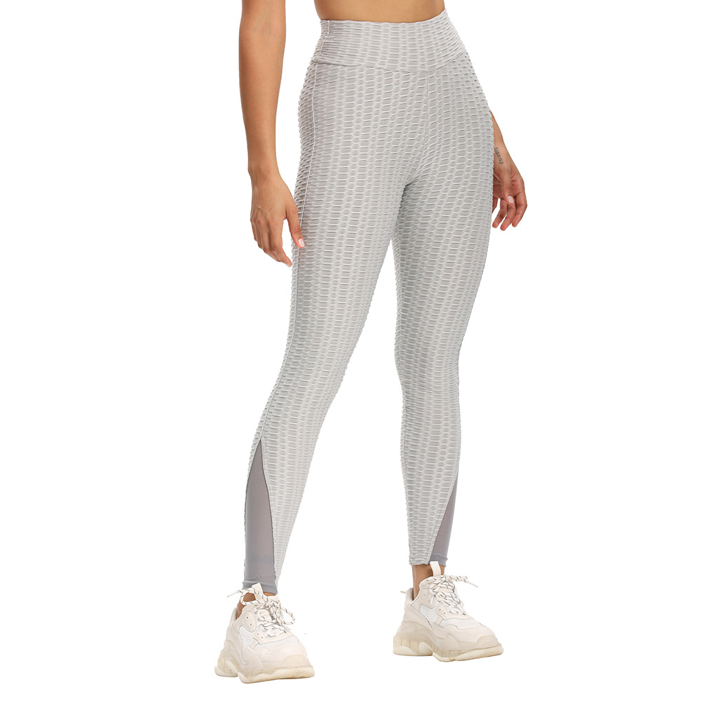 Thick Stitching Mesh Jacquard Cropped Yoga Pants - CJdropshipping