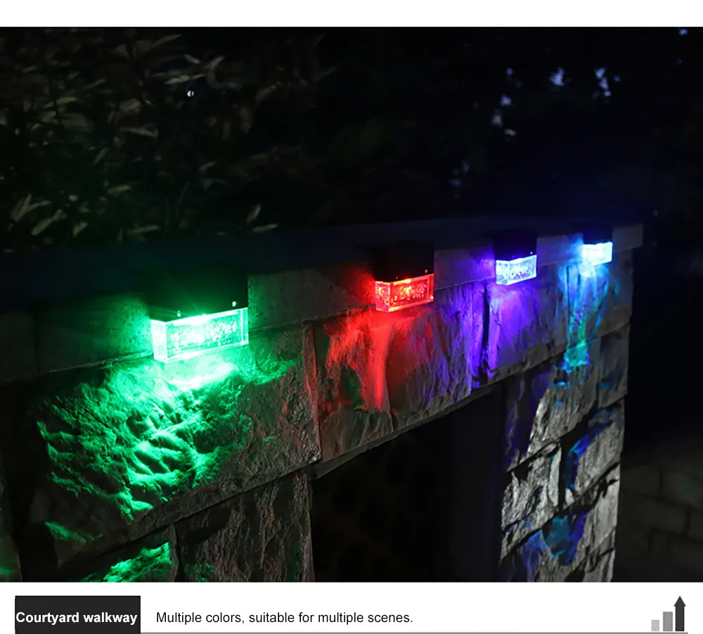  RGB LED Solar Step Fence Light