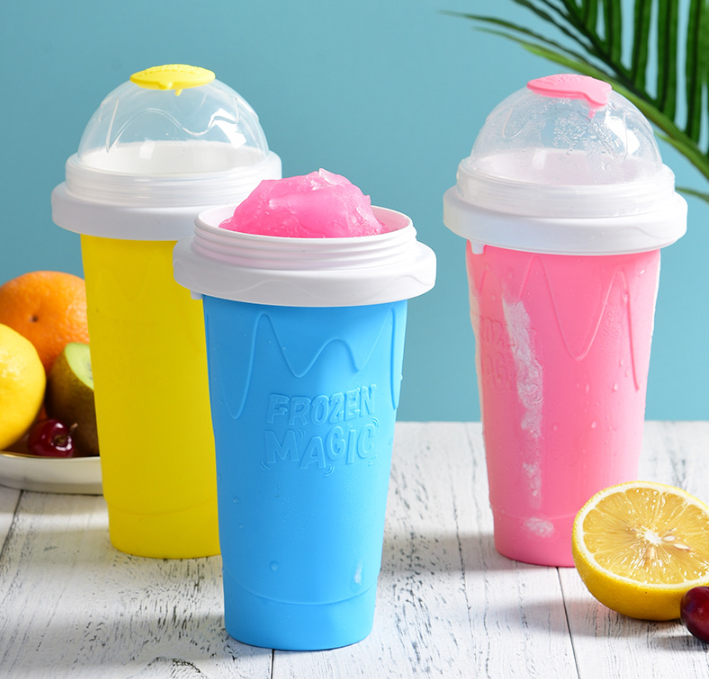 1pc Blue Silicone Smoothies Quick Freeze Cup, Double Layer Magic