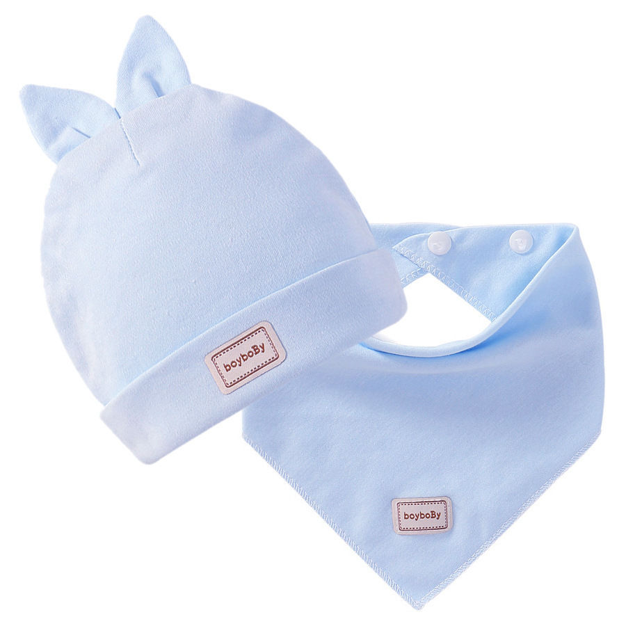 Kids Hat and Bib Set in Solid Colors for Boys and Girls Cotton Baby Beanies - MAMTASTIC