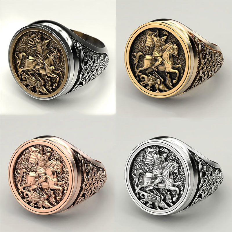Small Rectangle Riding Ring Multi-Color Personalized Horse Riding Retro Ring Creative Fashion ...