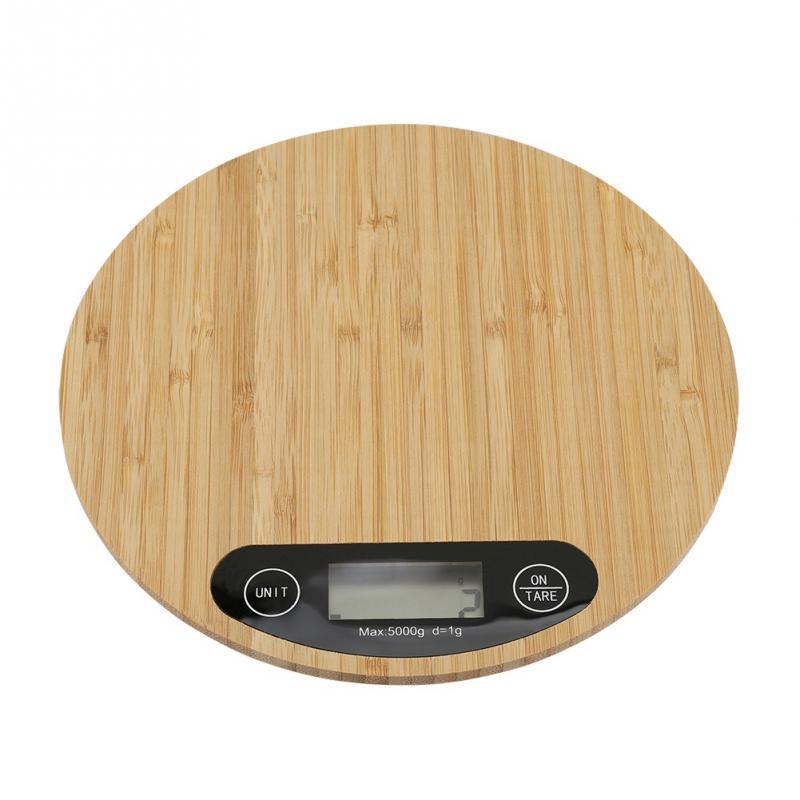 Bamboo Panel Electronic Kitchen Scale Big Round Baking Scale Gram Weight  Scale - CJdropshipping