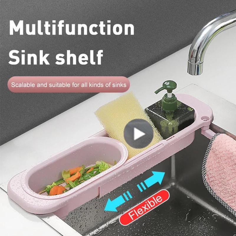 Dropship 1pc Telescopic Sink Rack Over Sink Holder Organizer Rack Sponge  Storage Drain Basket Dish Cloth Hanger For Home Kitchen to Sell Online at a  Lower Price