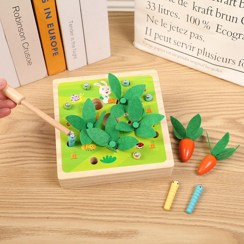 Childrens Early Education Wooden Pull Carrot Puzzle Game - MAMTASTIC