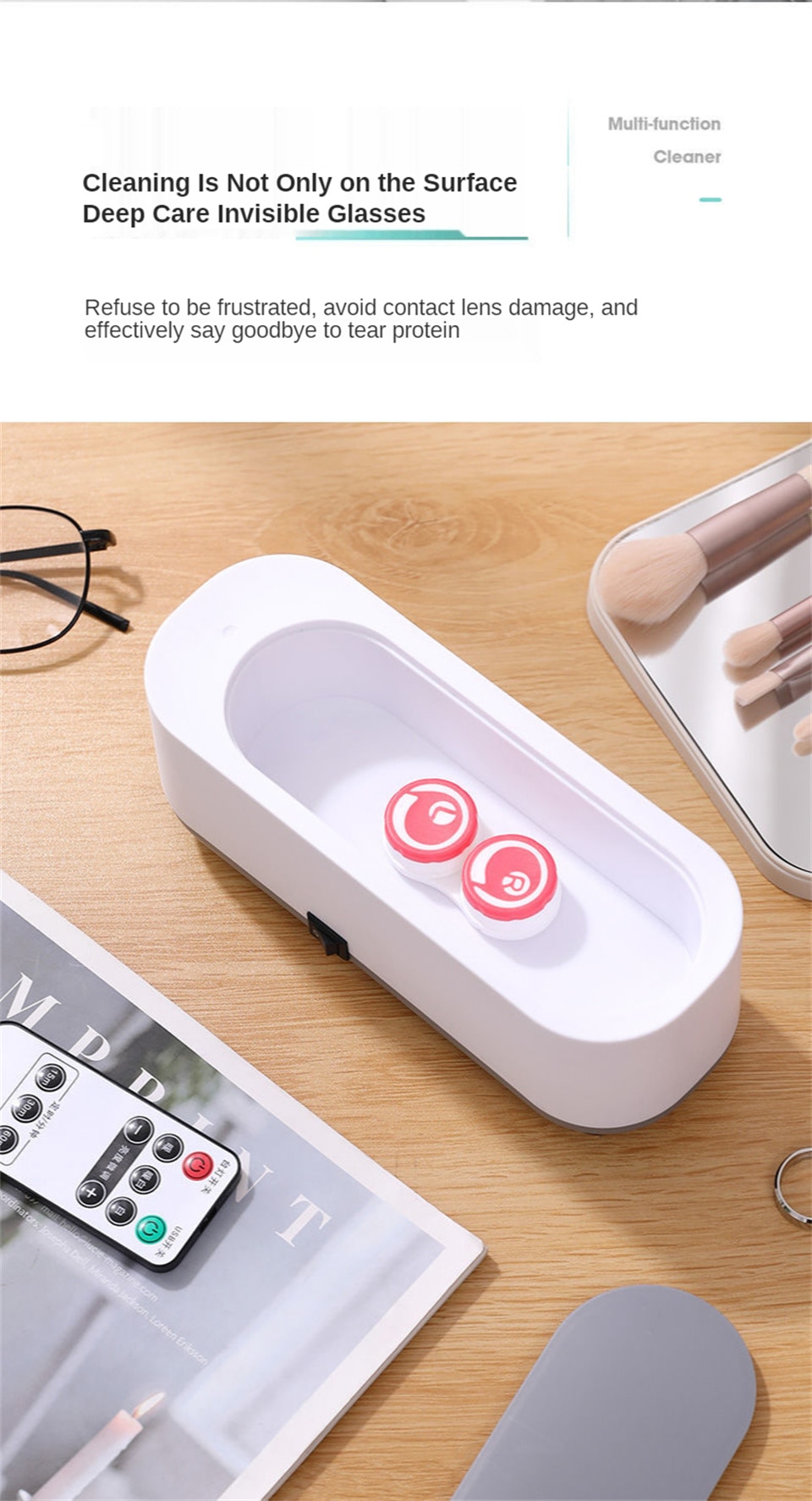 Eraclean Portable Automatic Ultrasonic Jewelry Cleaner for Glasses