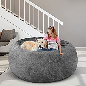 Dropship Bag Chair Cover(it Was Only A Cover; Not A Full Bean Bag) Chair  Cushion; Big Round Soft Fluffy PV Velvet Sofa Bed Cover; Living Room  Furniture; Lazy Sofa Bed Cover; 6ft