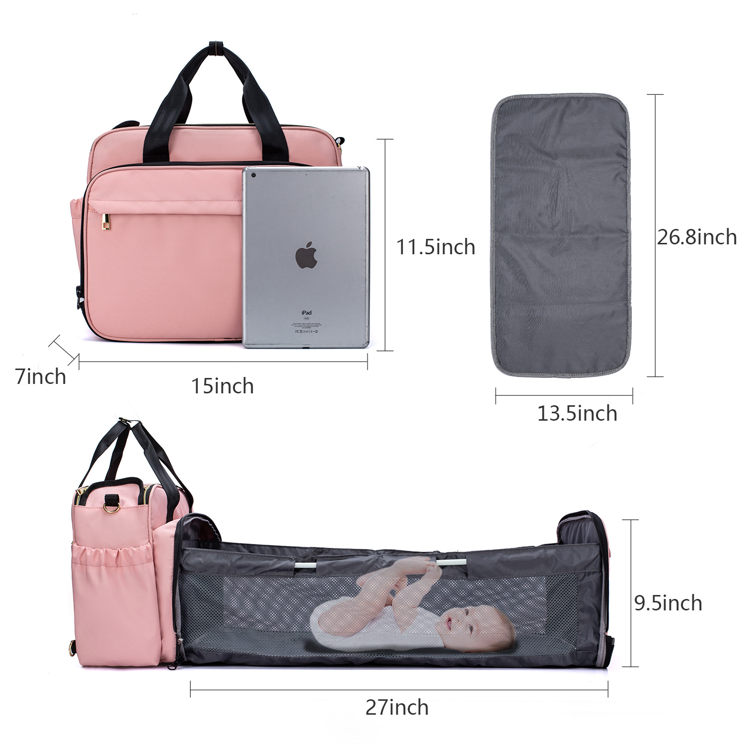 Folding Portable Cot and Baby Bag - MAMTASTIC