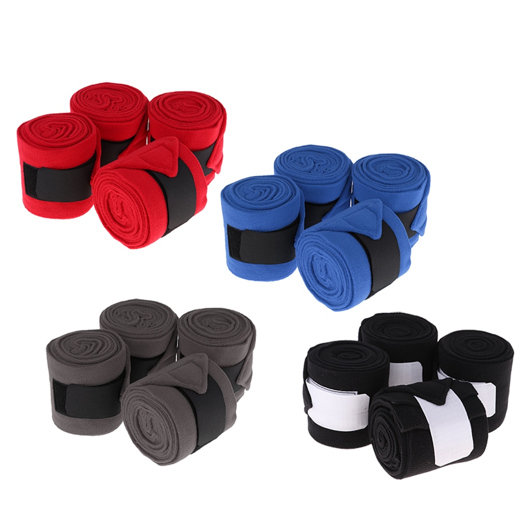 4pcs Soft Fleece Equestrian Leg Wraps Bandage For Horse Riding Racing