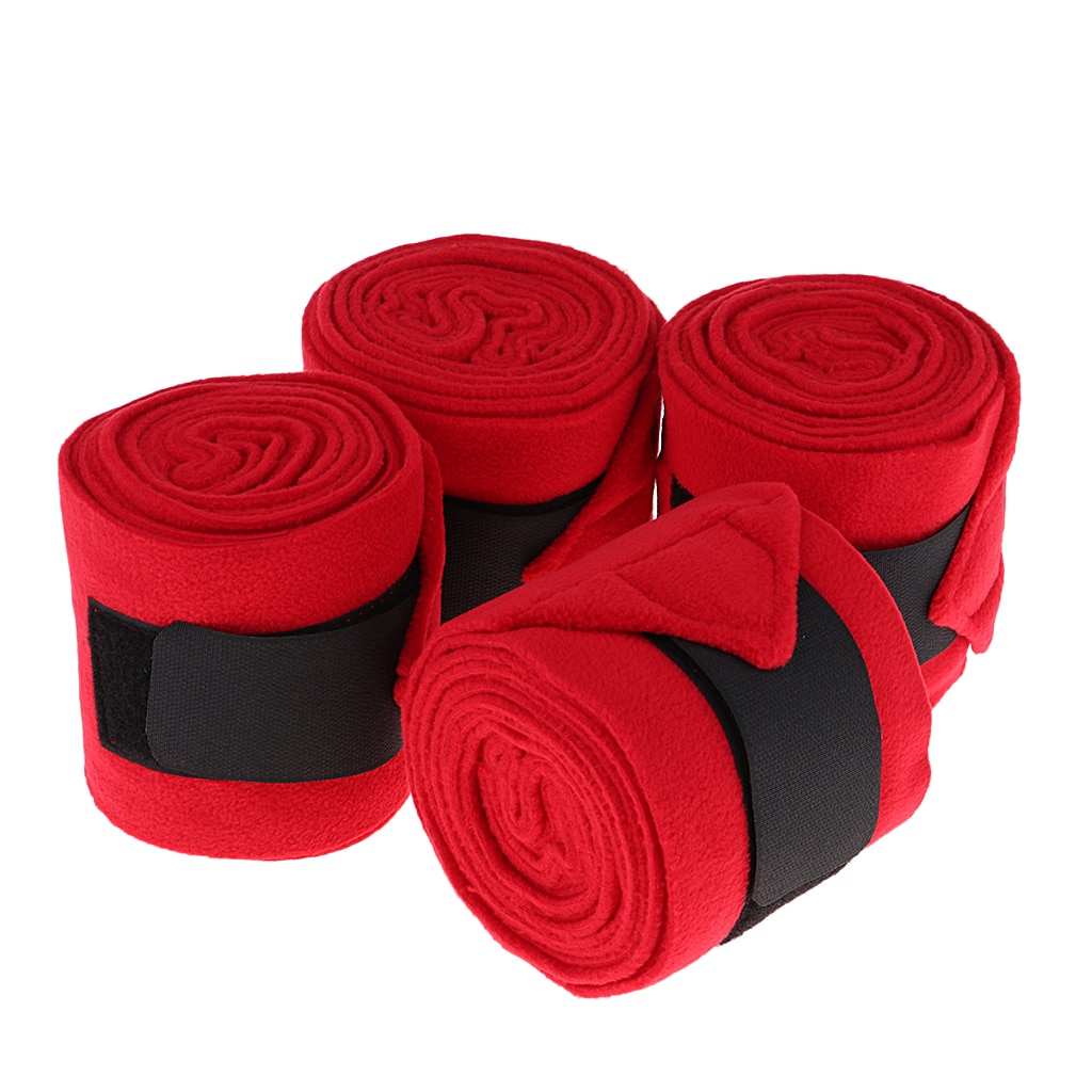 4pcs Soft Fleece Equestrian Leg Wraps Bandage For Horse Riding Racing