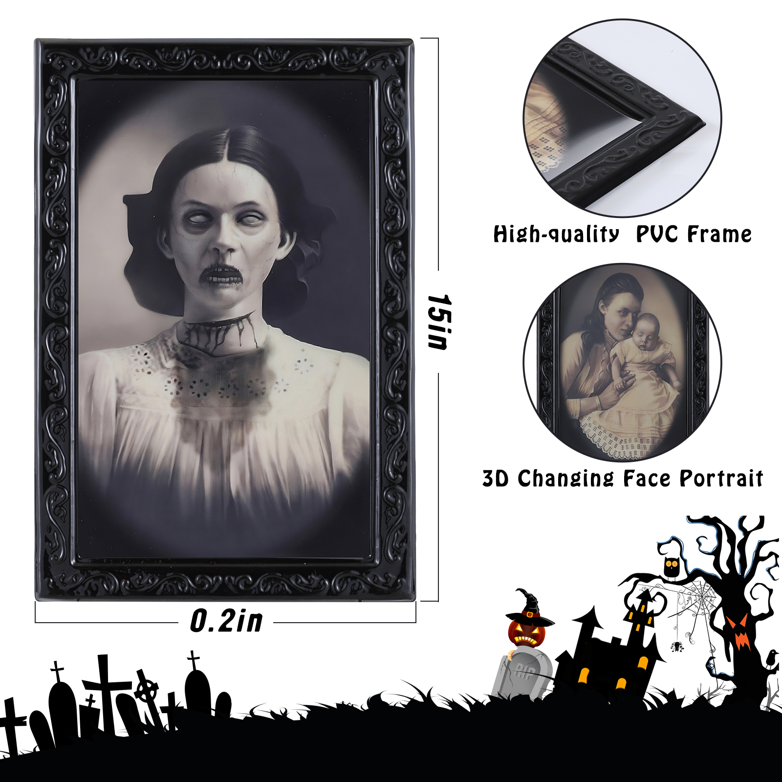  10 PCS Halloween Decoration 3D Changing Face Moving