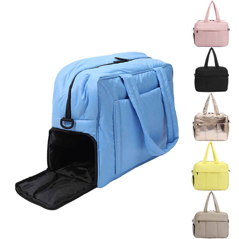 Down Handbags Winter Travel Duffle Bag With Shoes Compartment Portable Sports Yoga Gym Fitness Shoulder Bags For Weekender Overnight Tote Women - CJdropshipping