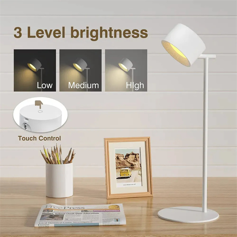 Double Head LED Desk Lamp Cordless Rechargeable Battery Operated Touch  Control