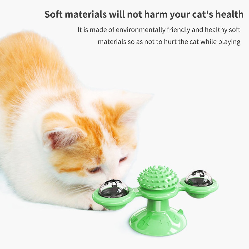 Cat Rotating Windmill Multi-Function Toys Itch Scratching Device Teeth  Shining Toy - CJdropshipping