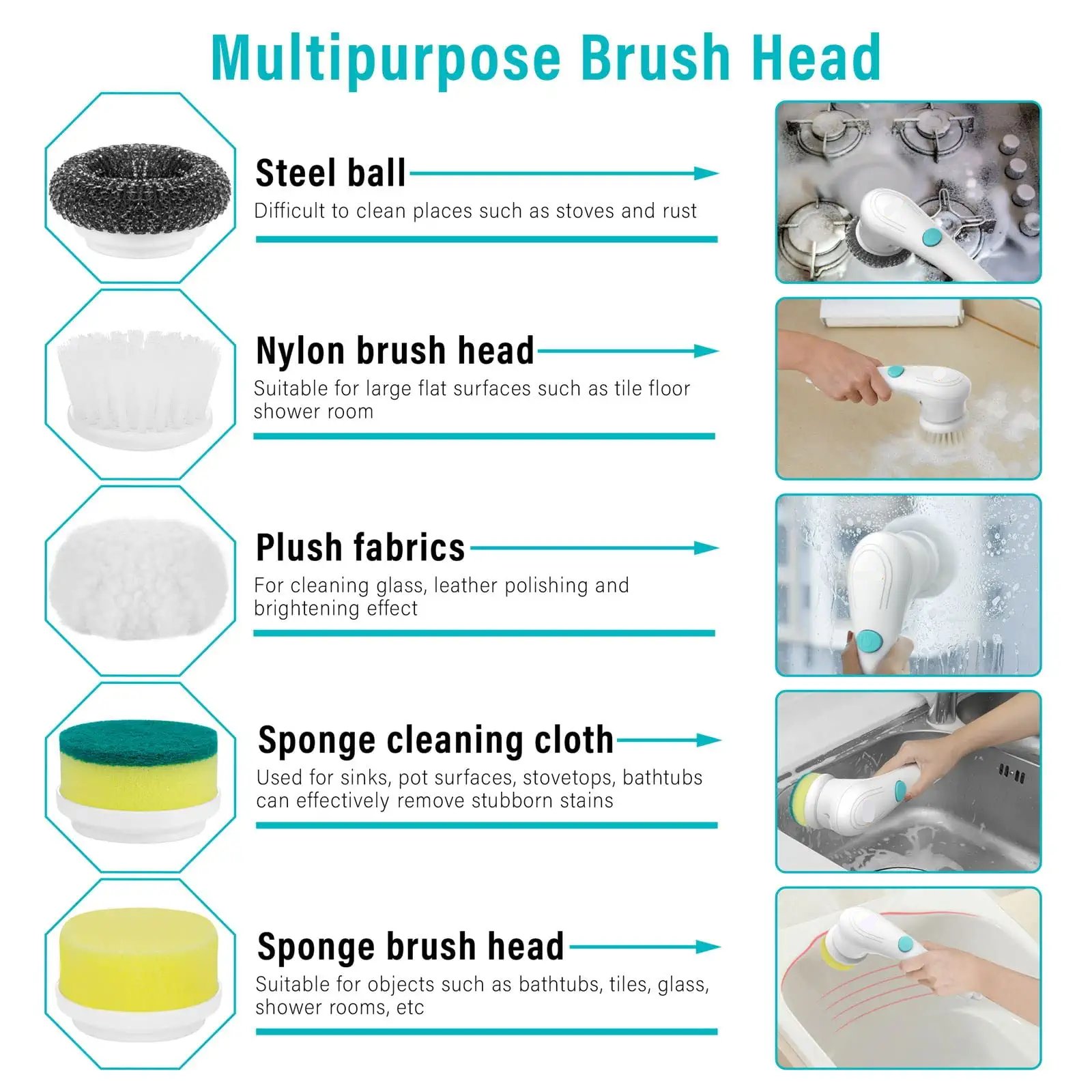 Dropship Electric Brush Cleaning Tools Useful Things For Home Bathroom Mat  Bathtub Brushes Kitchen Sink Clean Tool Set Turbo Drill Brush to Sell  Online at a Lower Price