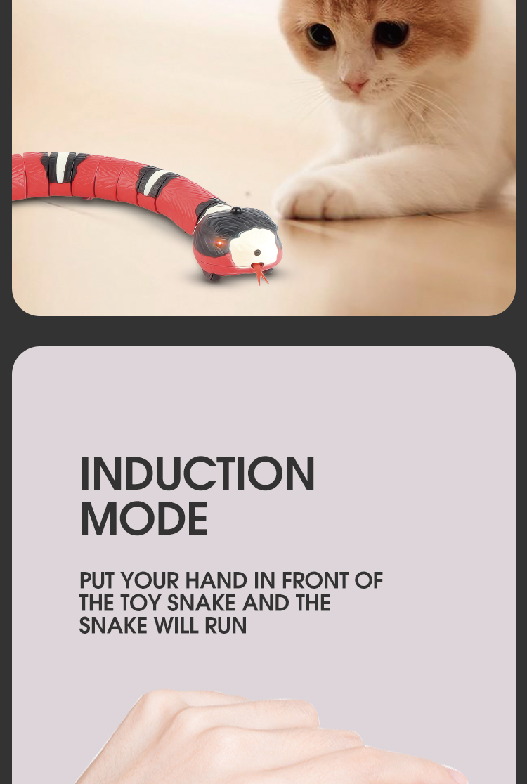 Smart Sensing Snake Cat Toys Eletronic Interactive Toys for Cats USB  Charging Cat Accessories for Pet Dogs Game Play Toy