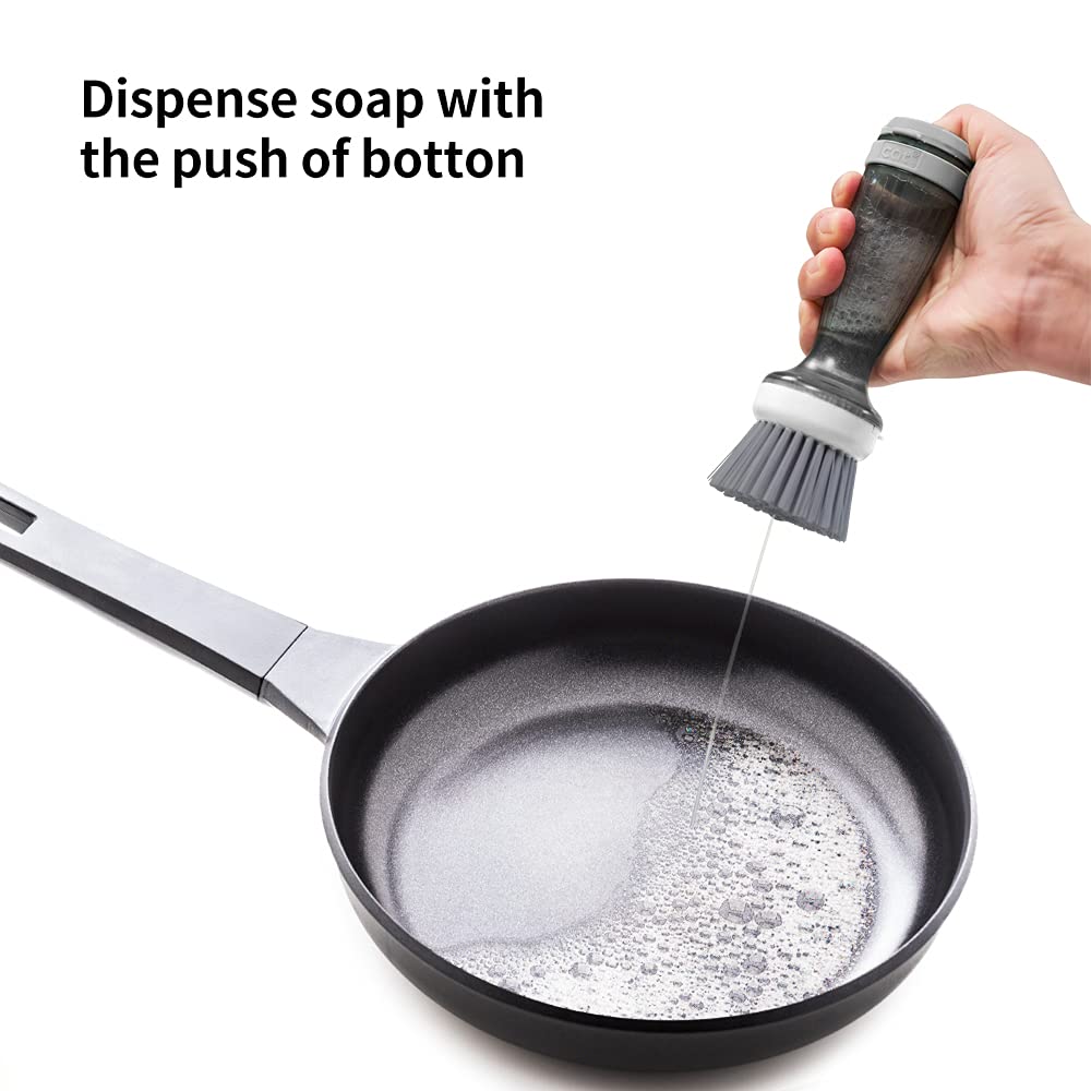 Dish Brush with Soap Dispenser for Dishes Pot Pan Kitchen Sink Scrubbing  for Dish Pot Pan Sink Cleaning