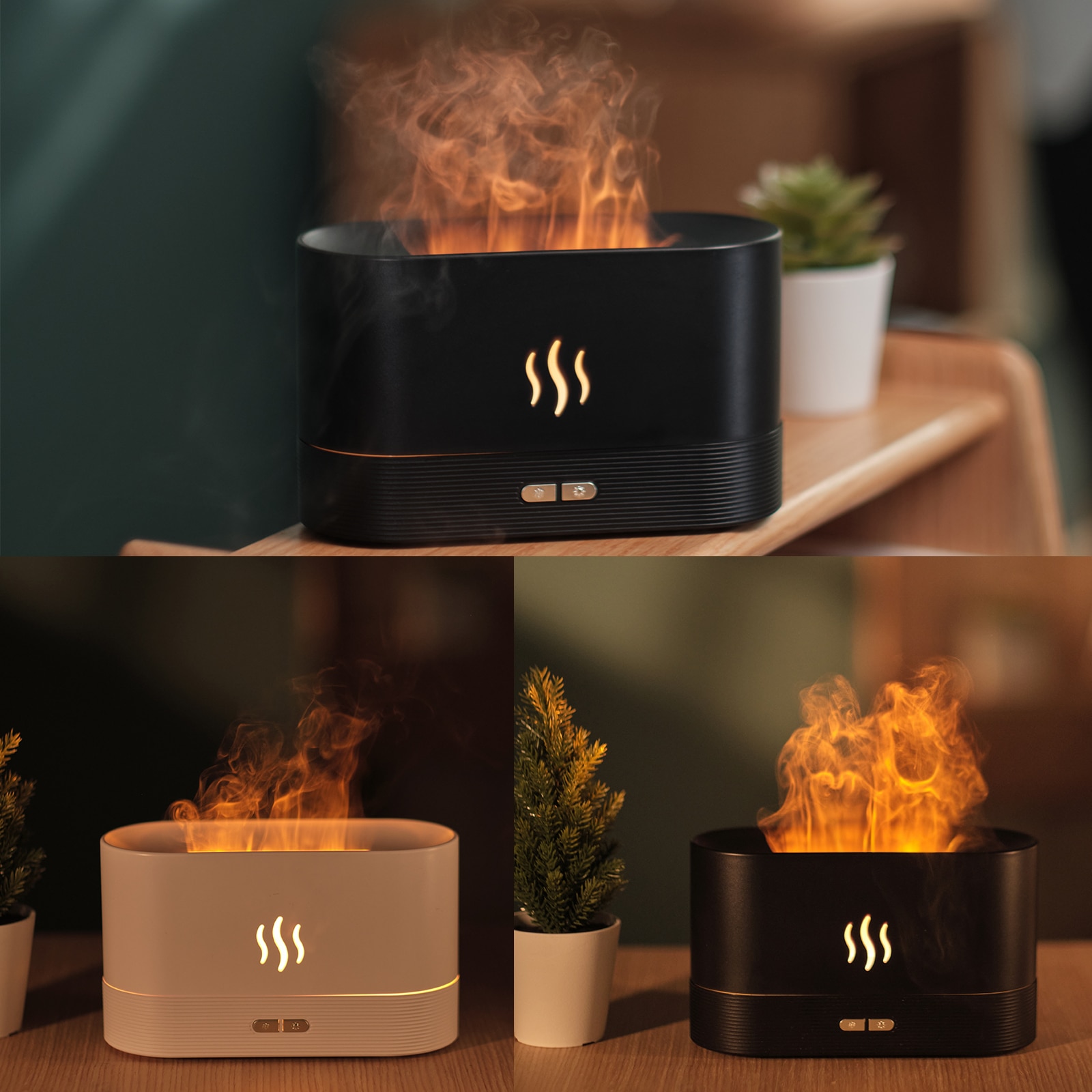 Aroma Diffuser With Flame Light Mist Humidifier Aromatherapy Diffuser With  Waterless Auto-Off Protection For Spa Home Yoga Office - CJdropshipping