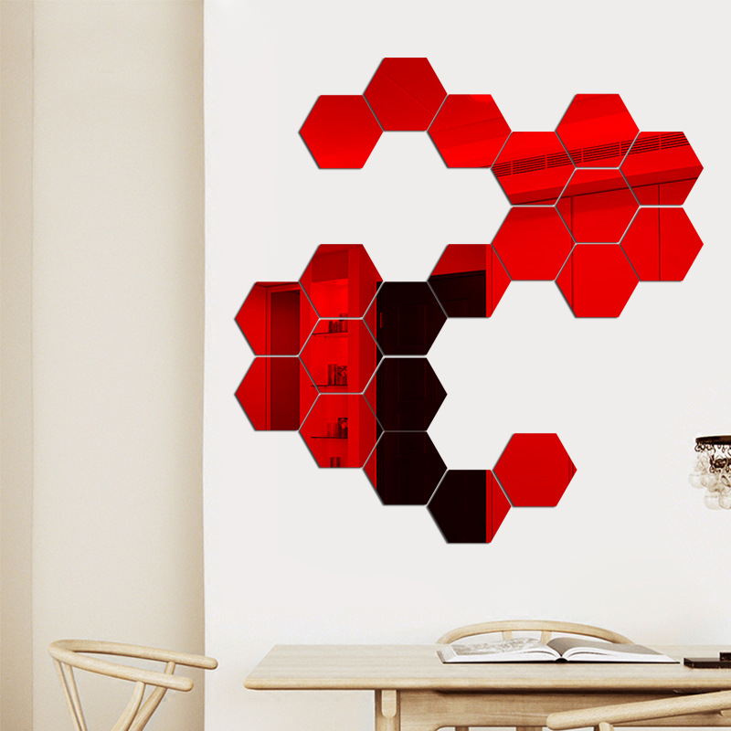 wholesale acrylic hexagonal wall sticker mirror