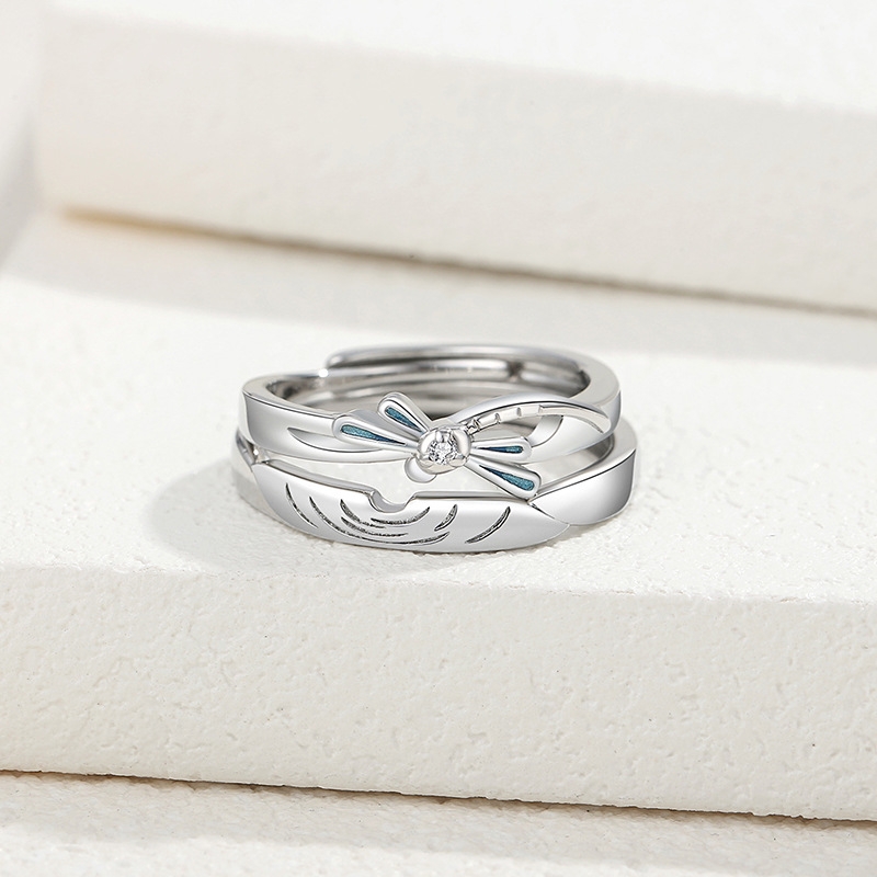 Dragonfly Skimming Water Couple Ring Pair CJdropshipping