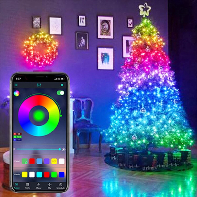 10m/20m Usb Christmas Tree Led String Lights With Smart Bluetooth App  Remote Control Home Decor Fairy Garland (hy)