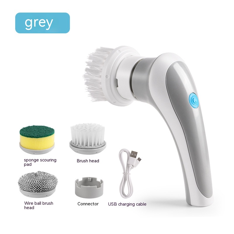 HOT-4 In 1 Electric Sonic Scrubber Cleaning Brush Household Cleaner Brush  With 4 Brush Heads Brew - AliExpress