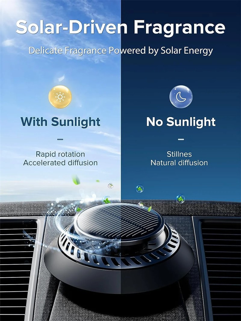 Car Air Freshener Solar Auto Rotation Portable Vehicle Solid