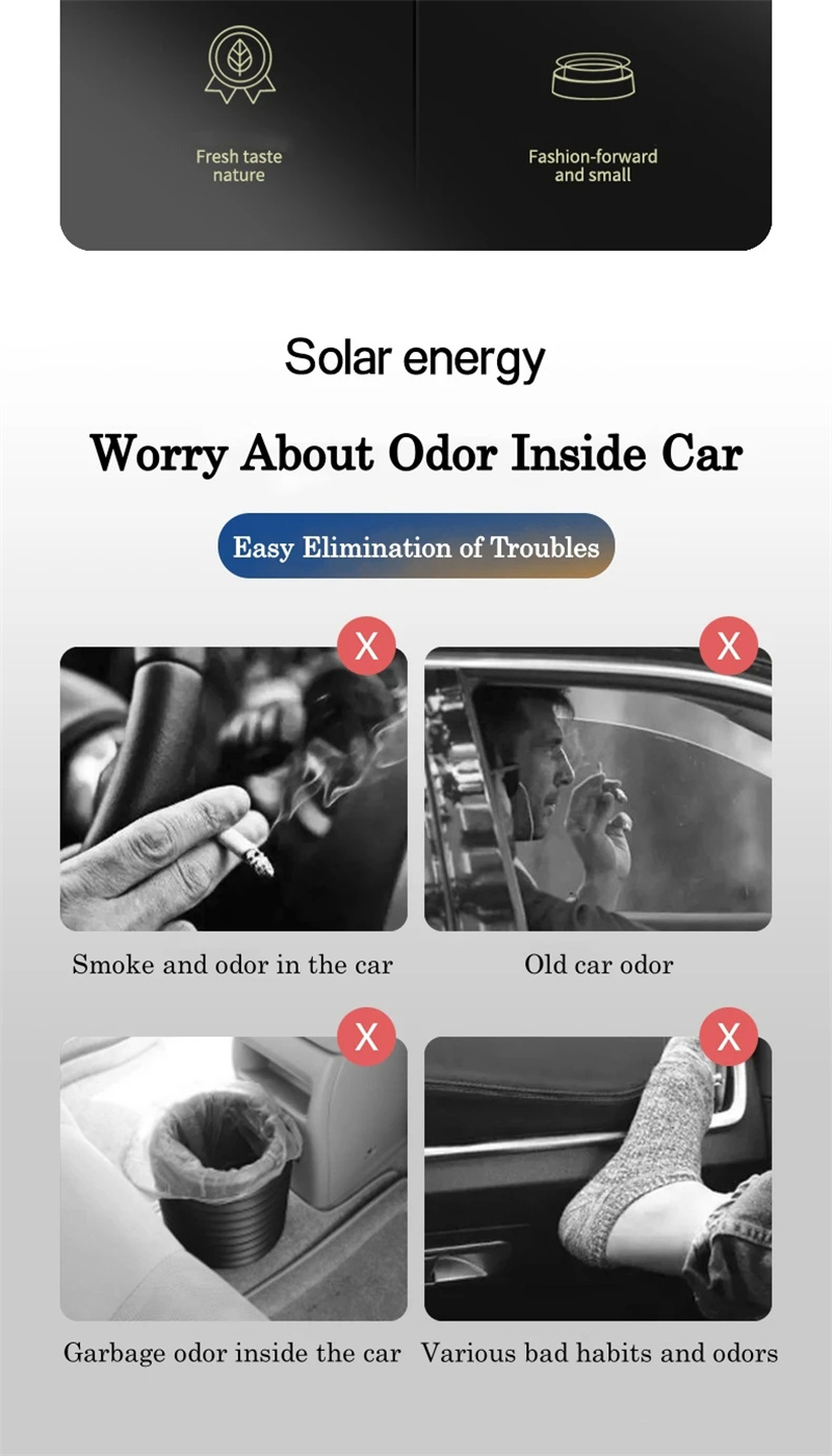 1PC Portable Kinetic Mini Car Air Freshener Solar Powered Double