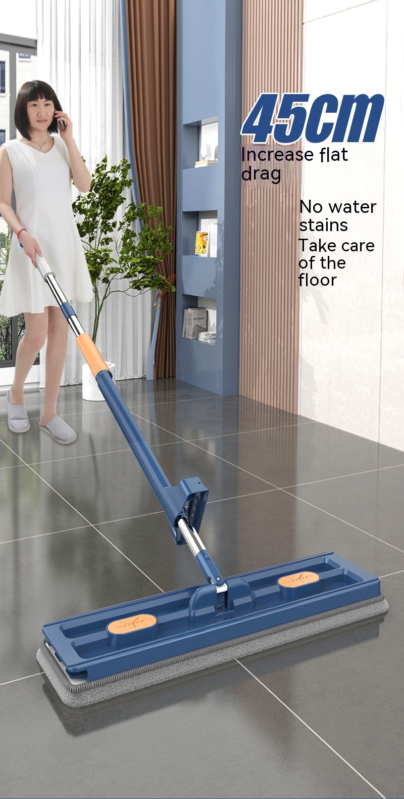 Household Large Floor Mop, 360 Degree Rotating Floor Mop, Large