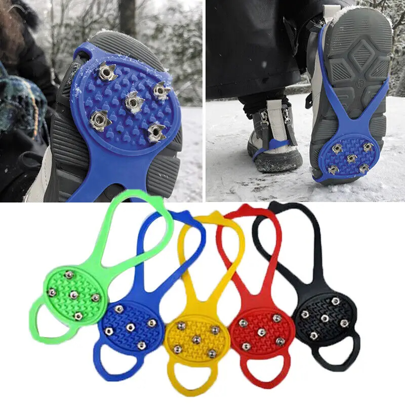 Ice Crampons Snow Grips Anti Slip On Over Shoe Boot Studs Cleats Spikes  Grippers 