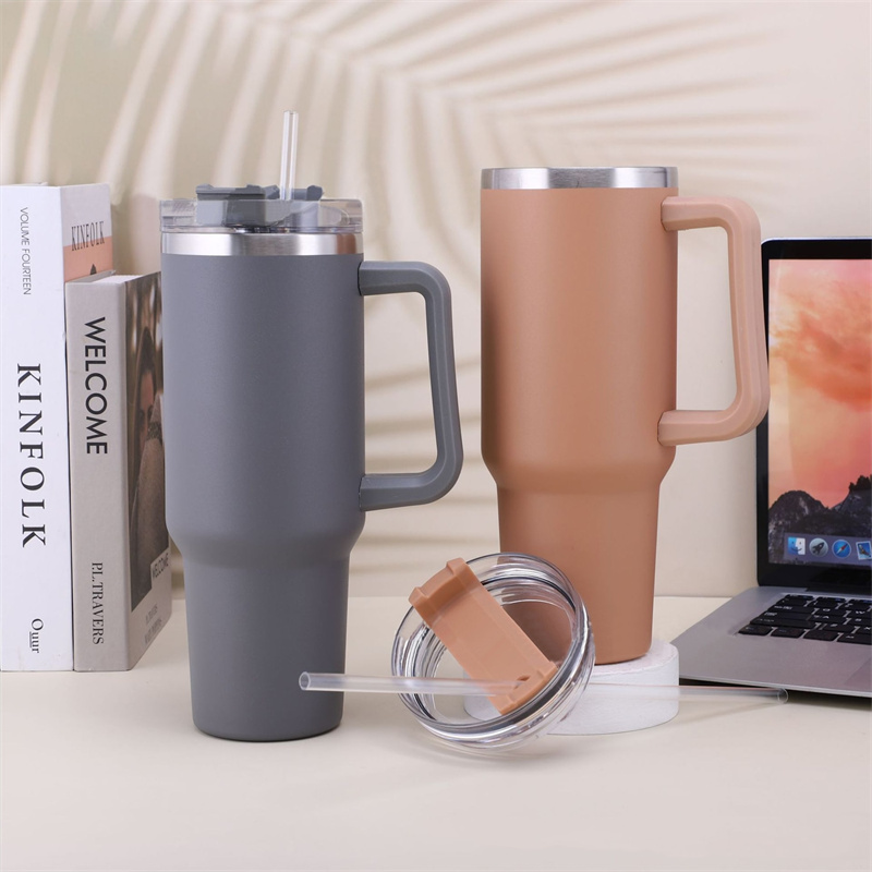 1pc Simple Modern 40 Oz/1200ml Tumbler With Handle And Straw Lid, Insulated  Cup Reusable Stainless Steel Water Bottle Travel Mug Cupholder Friendly