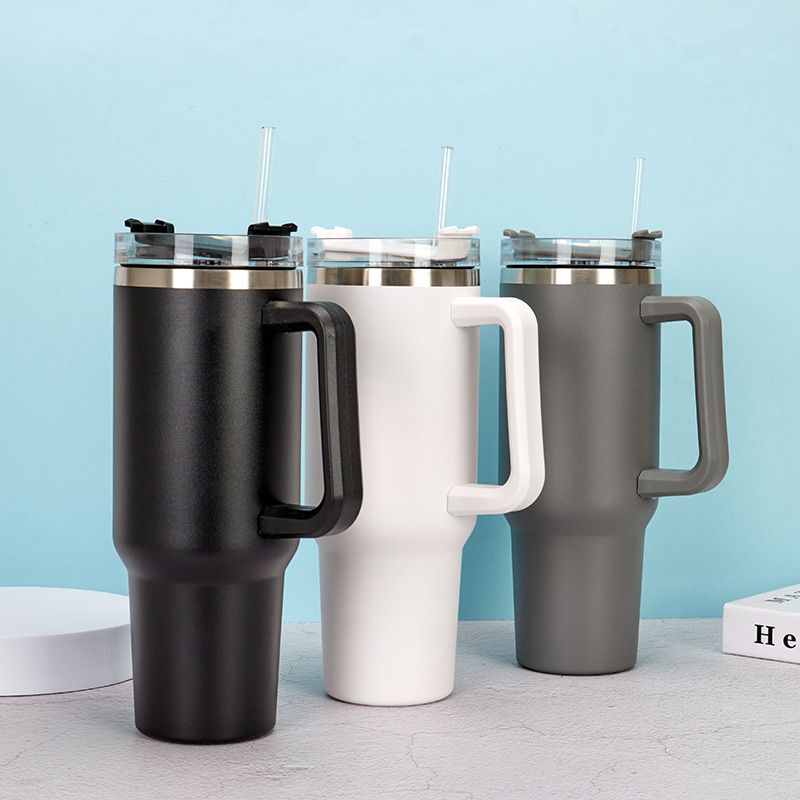 Insulated Straw Mug 40oz Stainless Handle Water Mug Non-Spill Coffee Travel  Mug Water Coffee Cup For Home Office And School - AliExpress