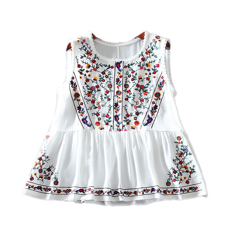 Loose Retro Embroidery Floral Top - Image 5