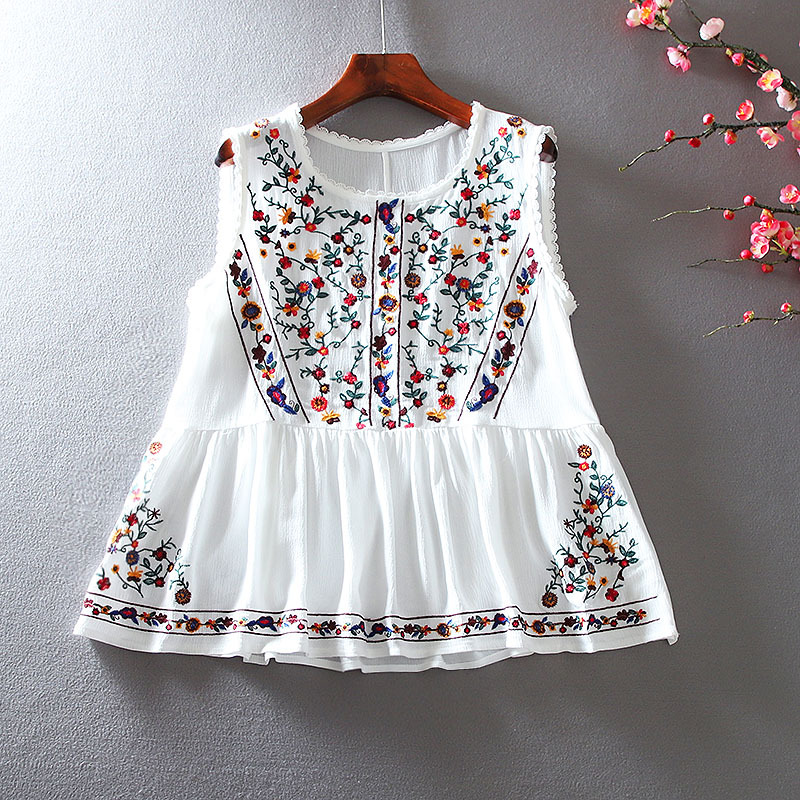 Loose Retro Embroidery Floral Top - Image 6
