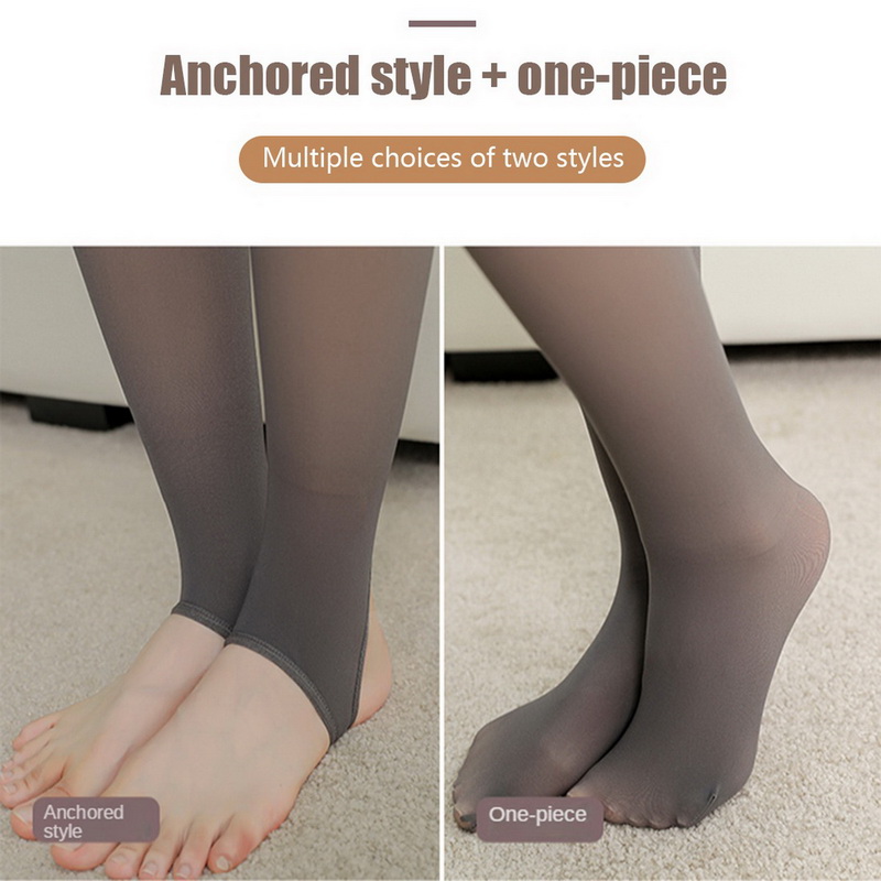  Women Fleece Lined Tights, Solid Fake Translucent Warm