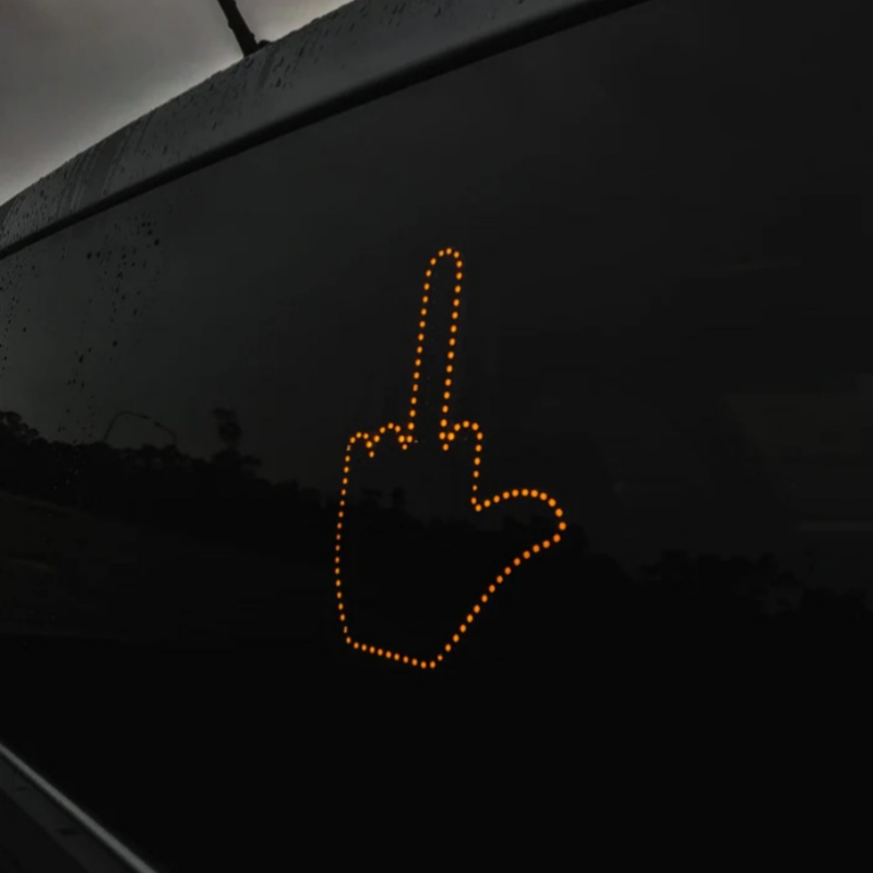 Car Middle Finger Gesture Light Funny Road Rage Signs Rear Window Light  Remote