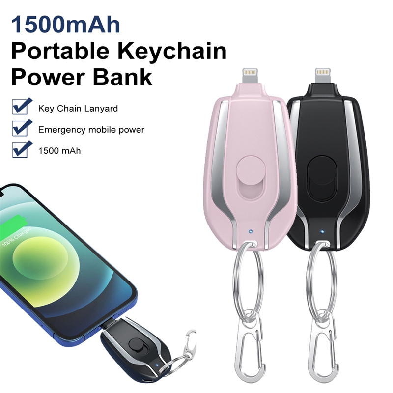1500mAh Mini Power Emergency Pod Keychain Charger With Type-C Ultra-Compact Mini  Battery Pack Fast Charging Backup Power Bank - CJdropshipping