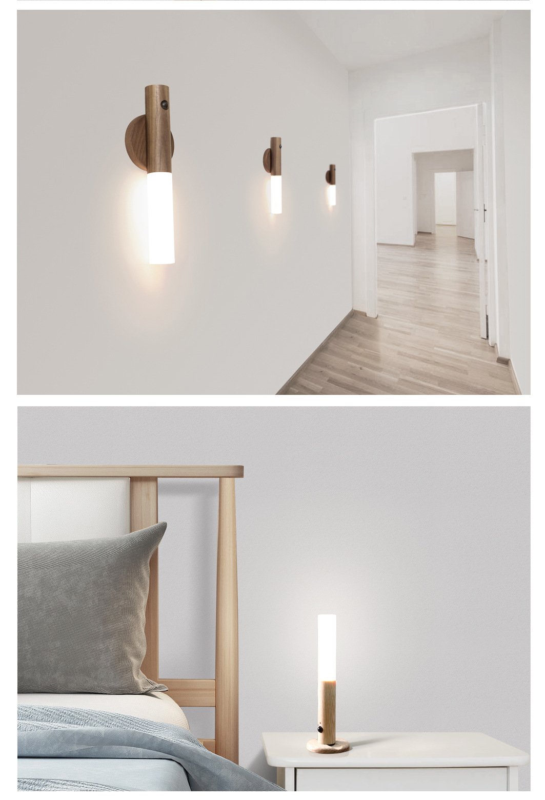 Auto Led Usb Magnetic Wood Wireless Night Light Corridors Porch Lights Pir  Motion Sensor Wall Light Cabinet Lamp - AliExpress