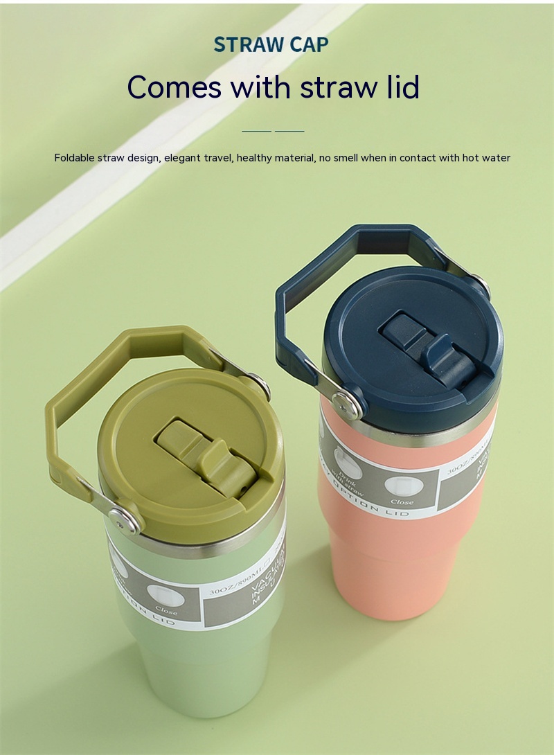 stainless steel tumbler cup with handle flip straw