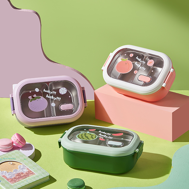 Stainless Steel Lunch Box Fruit Printed Student Lunch CJdropshipping