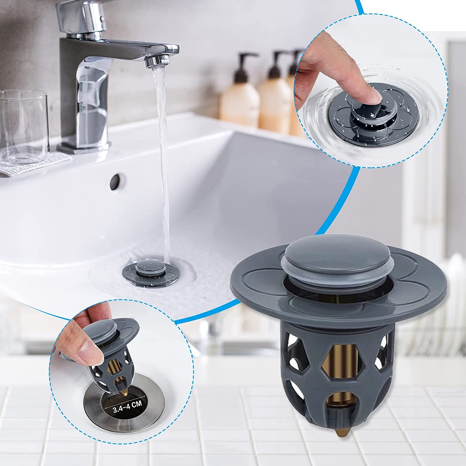 2pcs Bathroom Floor Drainer Sink Drains Pop-Up Bounce Core Basin
