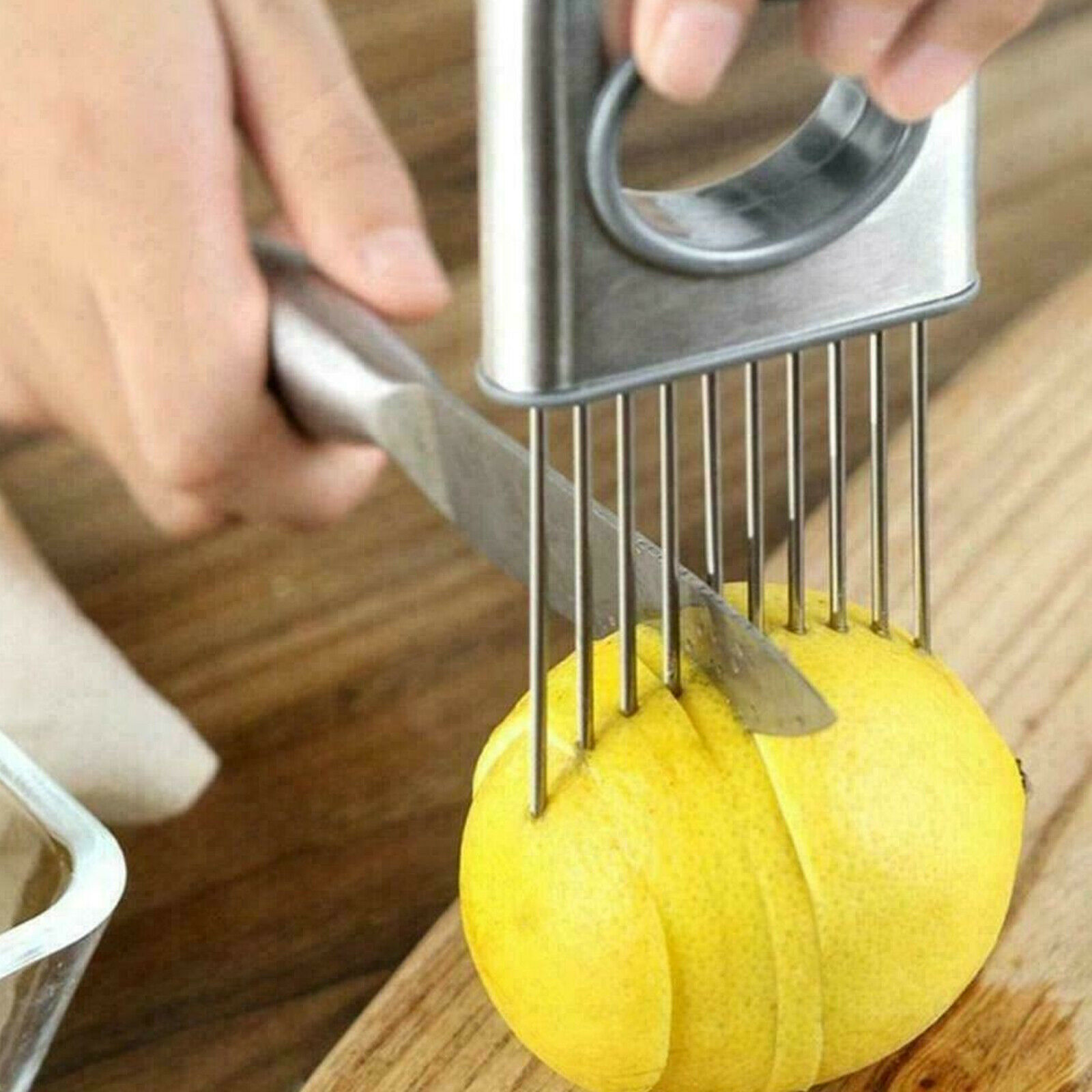 Stainless Steel Onion Slicer Vegetable Tomato Holder Cutter Kitchen Tool  Gadgets