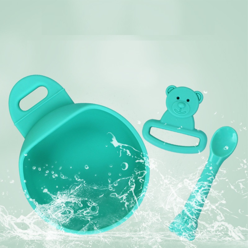 3-Piece Silicone Baby Bowl and Spoon Set with Suction Cup - MAMTASTIC