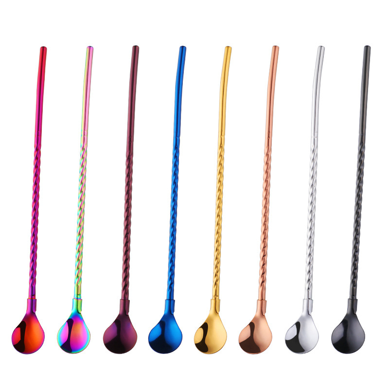 Stainless steel threaded straw spoon CJdropshipping