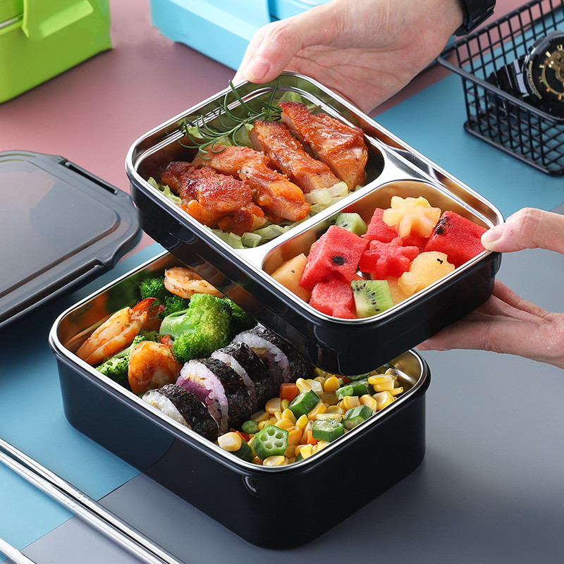 Stainless Steel Lunch Box Bento Box For School Kids Office Worker 2 layers